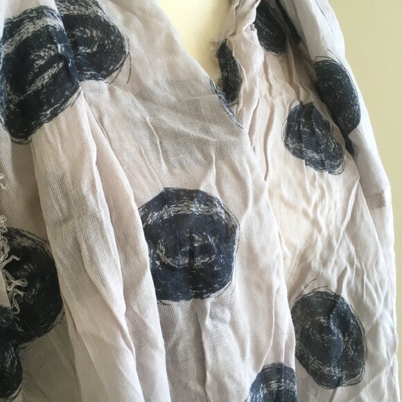 TOPSHOP Grey Blue Gauzy Polka Dot Circle Infinity Scarf Shawl Tube Gauze - Picture 4 of 7